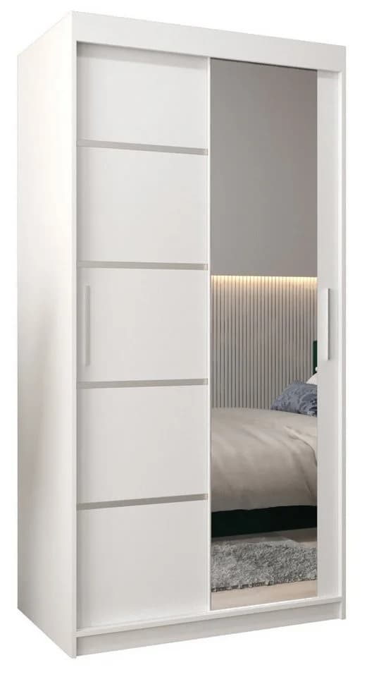 ABIKS MÖBEL Schwebetürenschrank Verona 2 mit Spiegel und Regalen Weiß - Bild 2