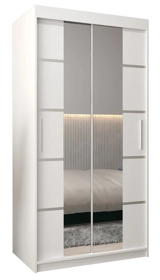 ABIKS MÖBEL Schwebetürenschrank Verona 4 Schlafzimmerschrank Weiß mit Spiegel - Bild 2