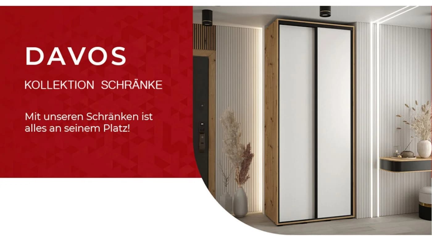 ABIKS MÖBEL Schwebetürenschrank Davos 2 mit Spiegel und Kleiderstange - Bild 5