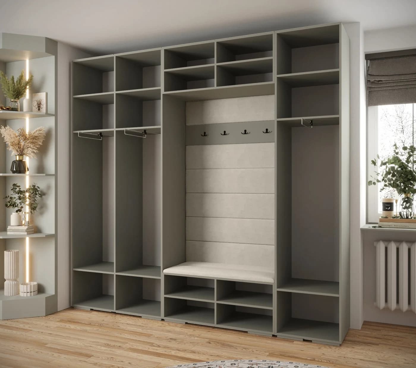 ABIKS MÖBEL Garderobe INOVA 8-tlg. mit Kleiderstange & Regalen - Bild 3