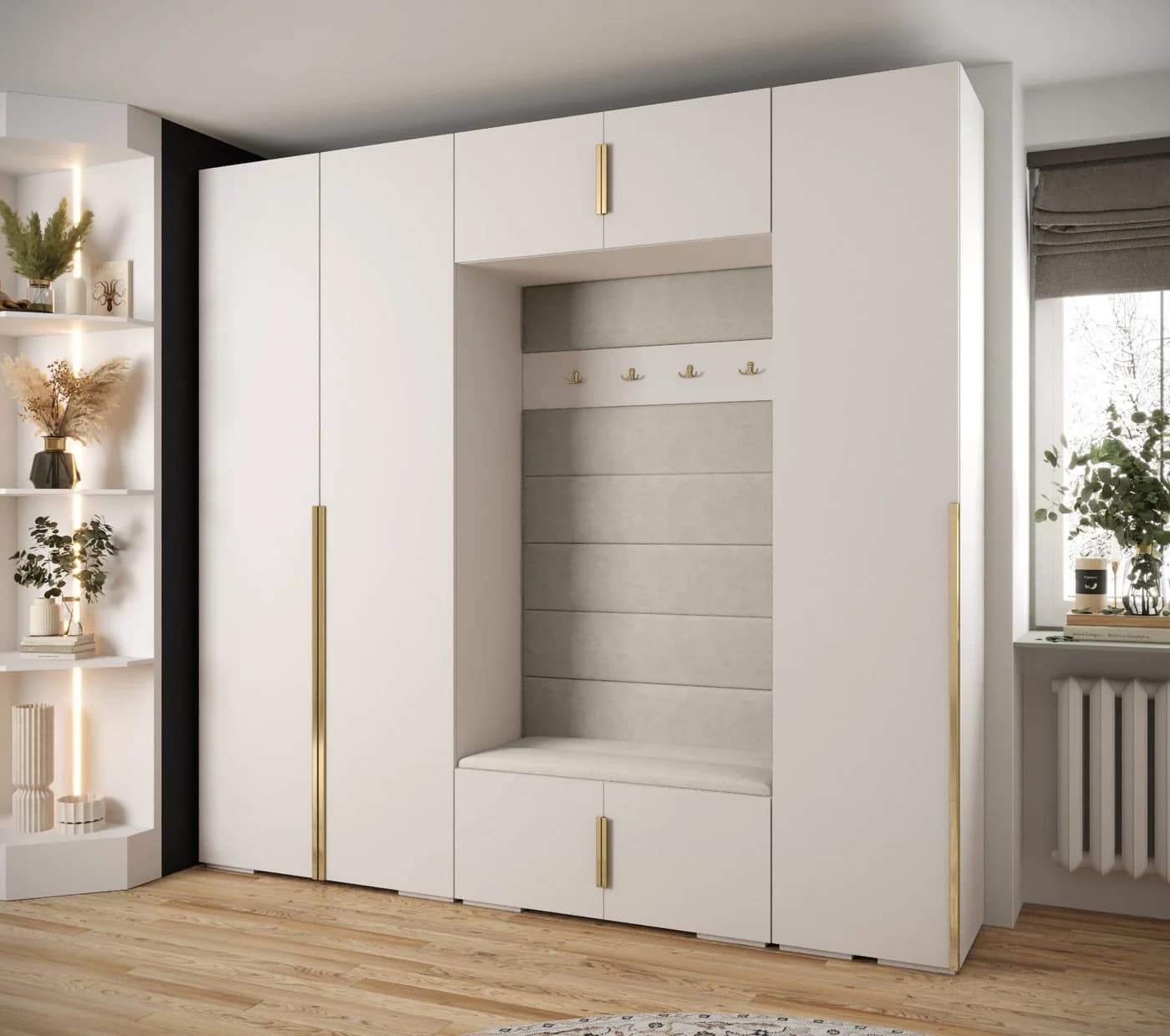 ABIKS MÖBEL Kompaktgarderobe INOVA 8-tlg. Set Weiß/Gold - Bild 1