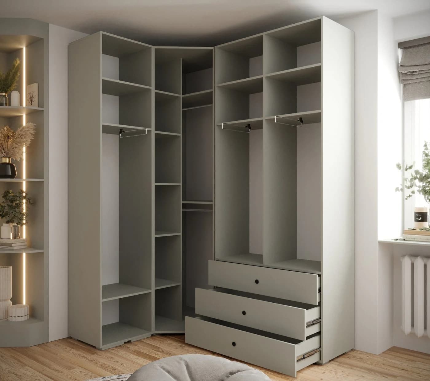 ABIKS MÖBEL Garderobe INOVA 6-teilig mit Kleiderstange und Regalen - Bild 3