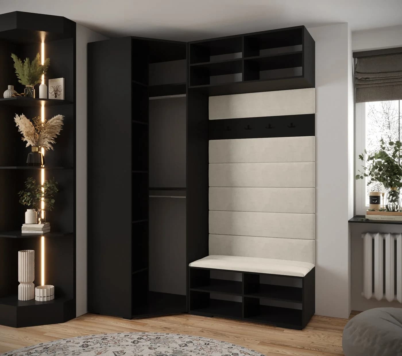 ABIKS MÖBEL Kompaktgarderobe INOVA mit Kleiderstange und Regalen - Bild 3