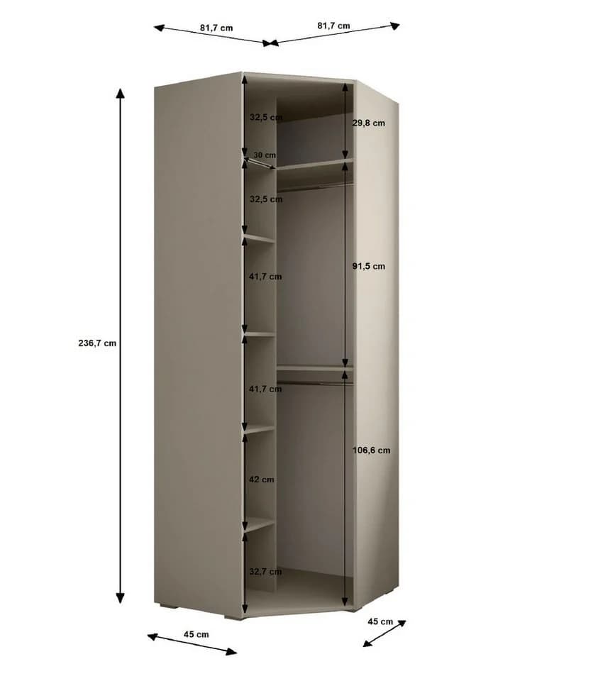 ABIKS MÖBEL Kompaktgarderobe INOVA mit Kleiderstange und Regalen - Bild 4