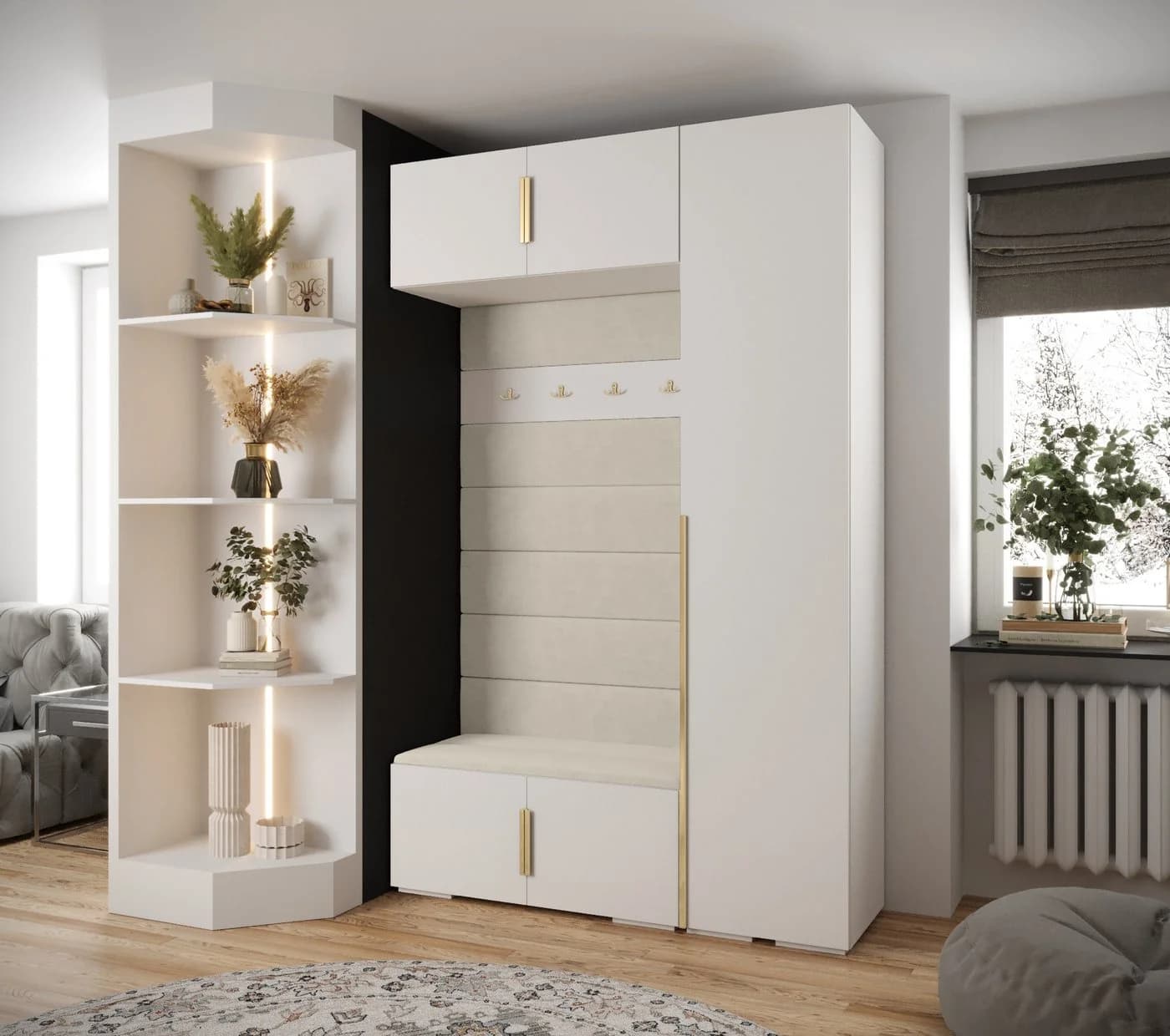 ABIKS MÖBEL Kompaktgarderobe INOVA mit Kleiderstange und Regalen