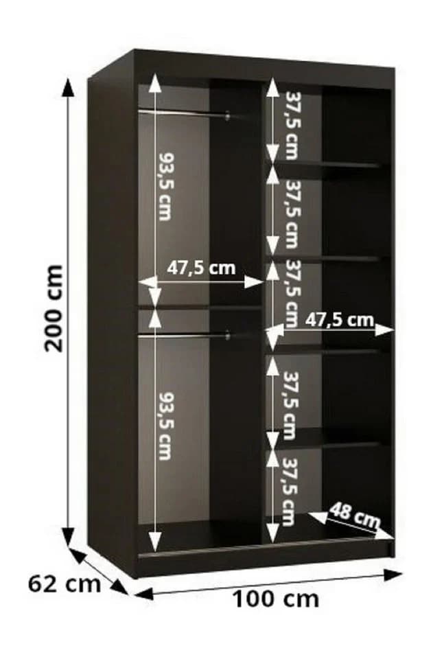 ABIKS MÖBEL Schwebetürenschrank DOME 3 Schwarz Rauchglas - Bild 4