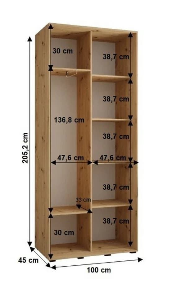 ABIKS MÖBEL Schwebetürenschrank SAPPORO 1 mit Schiebetüren und Regalen - Bild 4