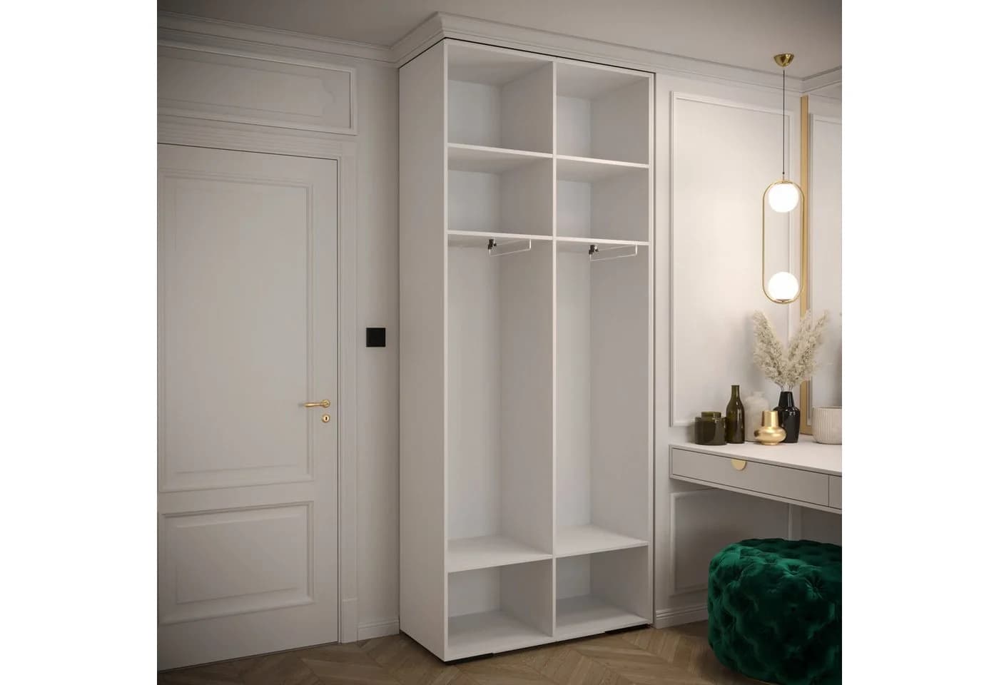 ABIKS MÖBEL Drehtürenschrank MANHATTAN RYFEL 9 Weiß Gold - Bild 3