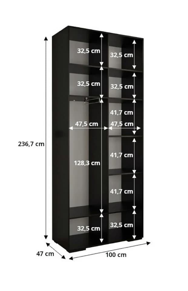ABIKS MÖBEL Drehtürenschrank MANHATTAN RYFEL 9 Weiß Gold - Bild 4