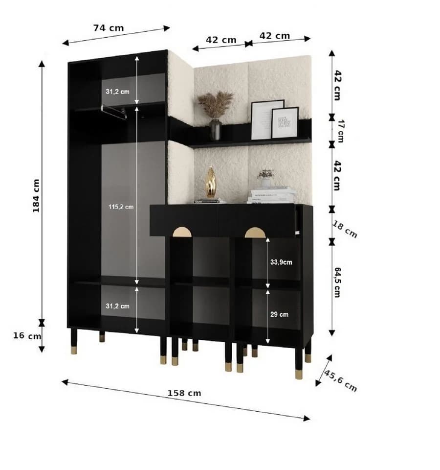 ABIKS MÖBEL Kompaktgarderobe PALERMO Set 7 Industriell Design - Bild 4