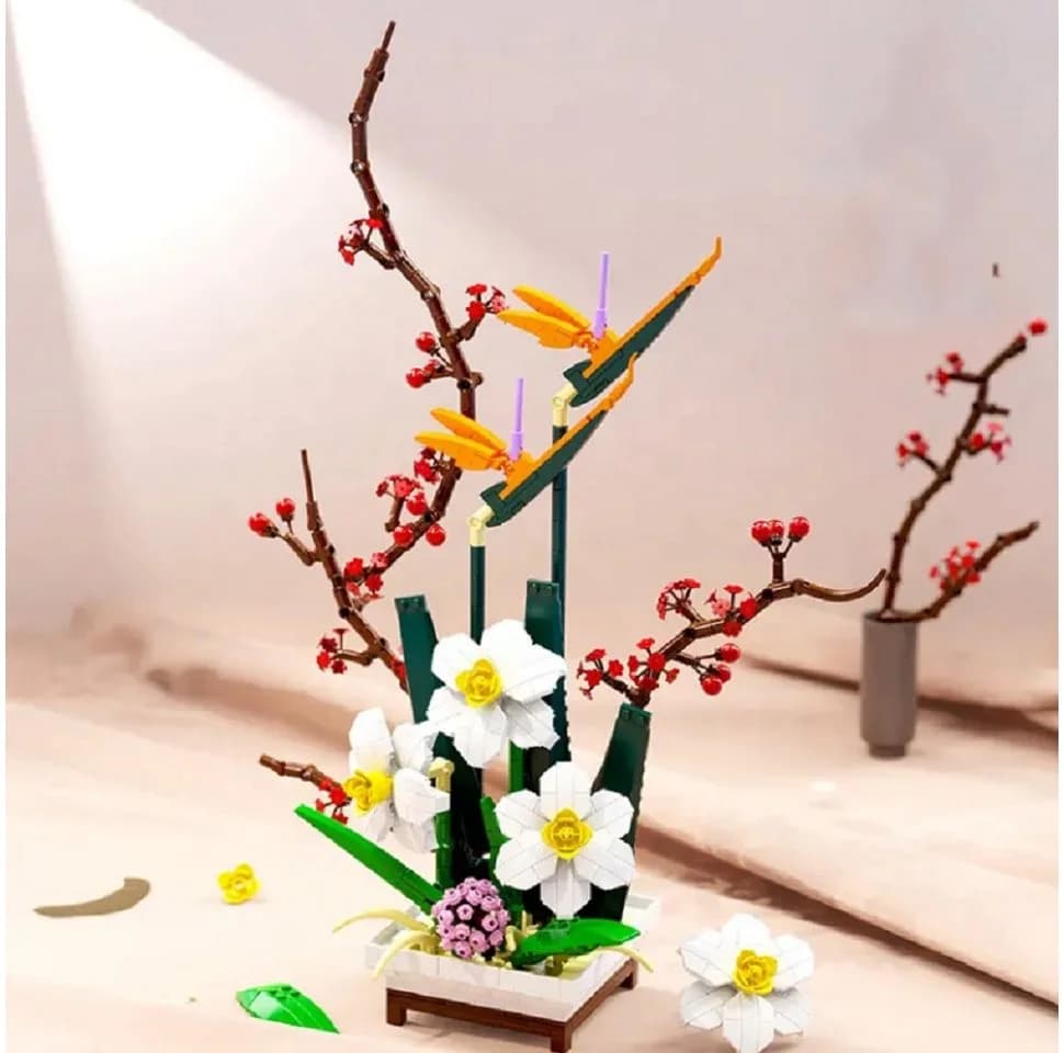 COIL Blumen aus Bauklötzen, Narzisse, 830 Bauklötze, Bausatz, Wohndekor - Bild 3