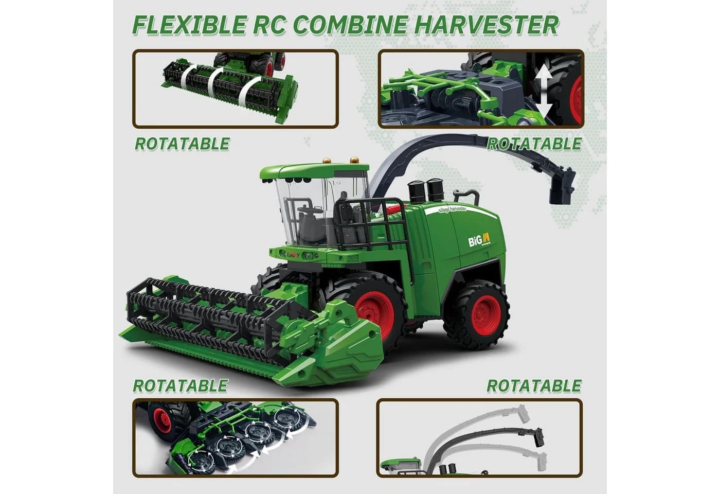 COIL RC-Traktor Bauernhof Traktor, Mähdrescher Truck, Dampfeffekt, Ferngesteuert, 1:24, 2,4 GHz, Ton, Licht
