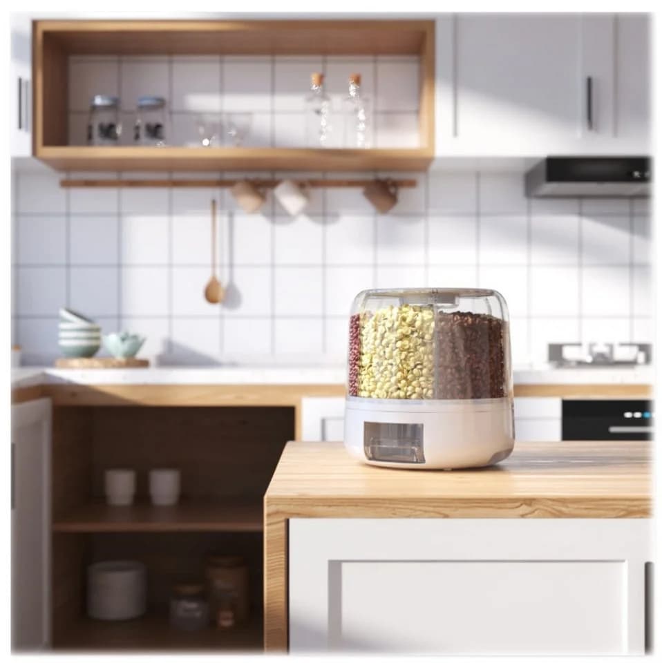 COIL Müslispender Küchen Organizer 6 Fächer BPA-frei Weiß - Bild 5