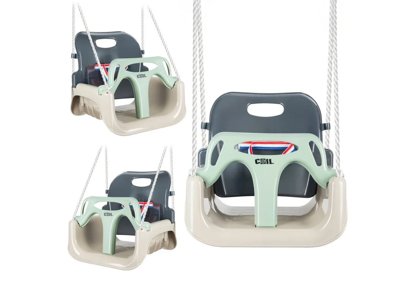 COIL Babyschaukel 3in1 Grün mit Sicherheitsgurt und Rückenlehne