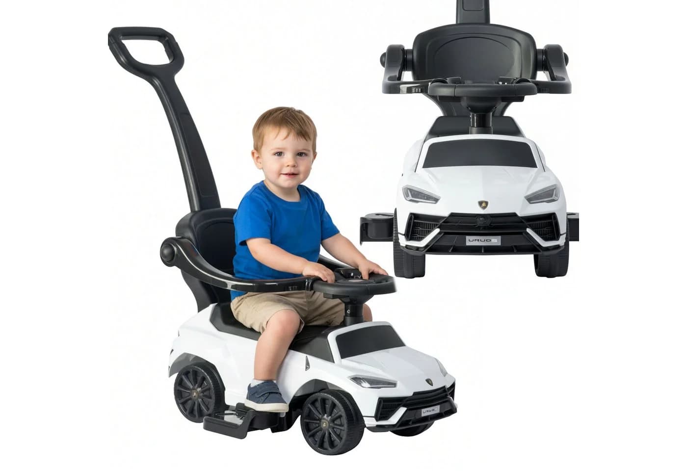 COIL Rutscherauto Babyrutscher 3in1 Weiß mit Druckgriff - Bild 2