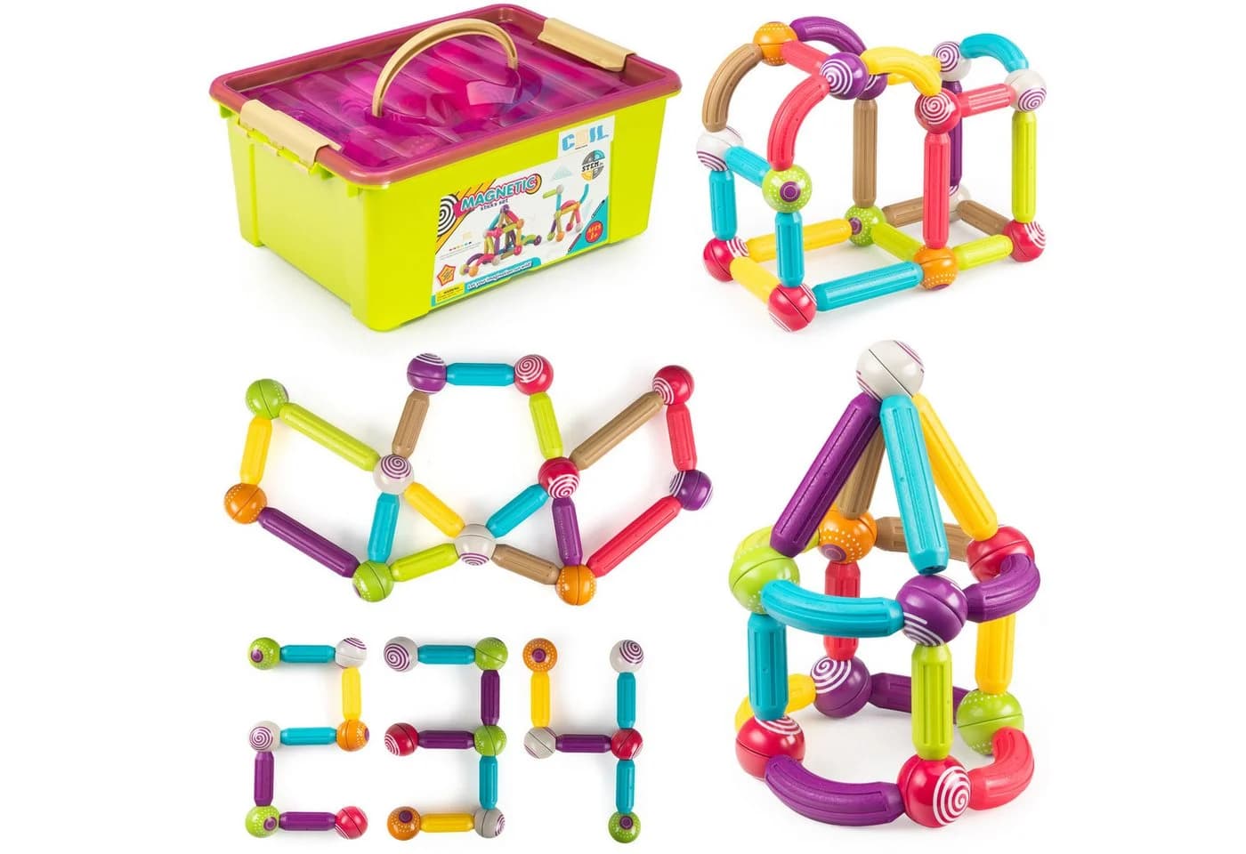 COIL DIY-STEM-Bausteine Magnetspielzeug 82 St. Set für Kinder ab 3 Jahren - Bild 2