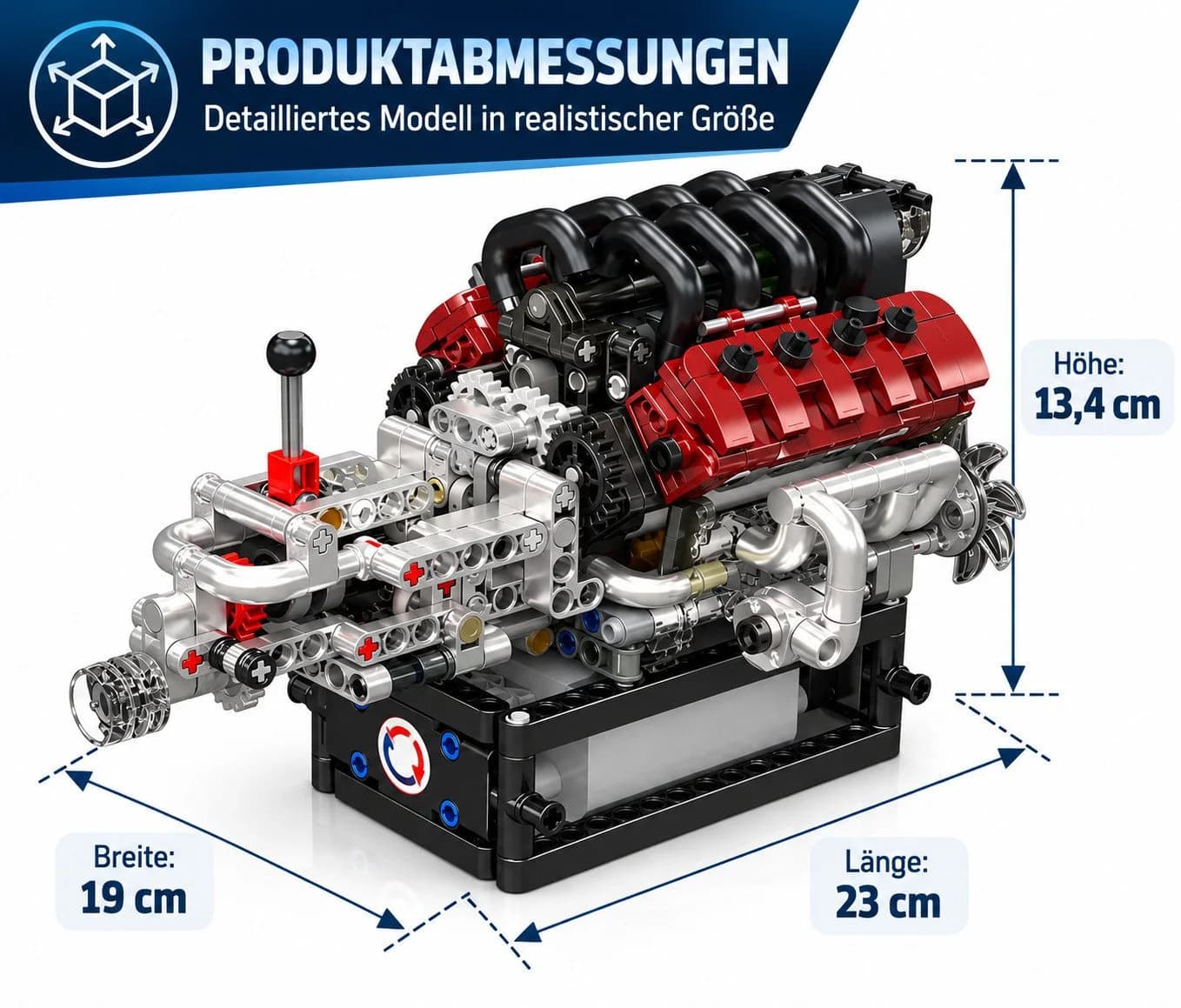 COIL V8 Motor mit Getriebe – 787 Teile Konstruktionsbausatz - Bild 3