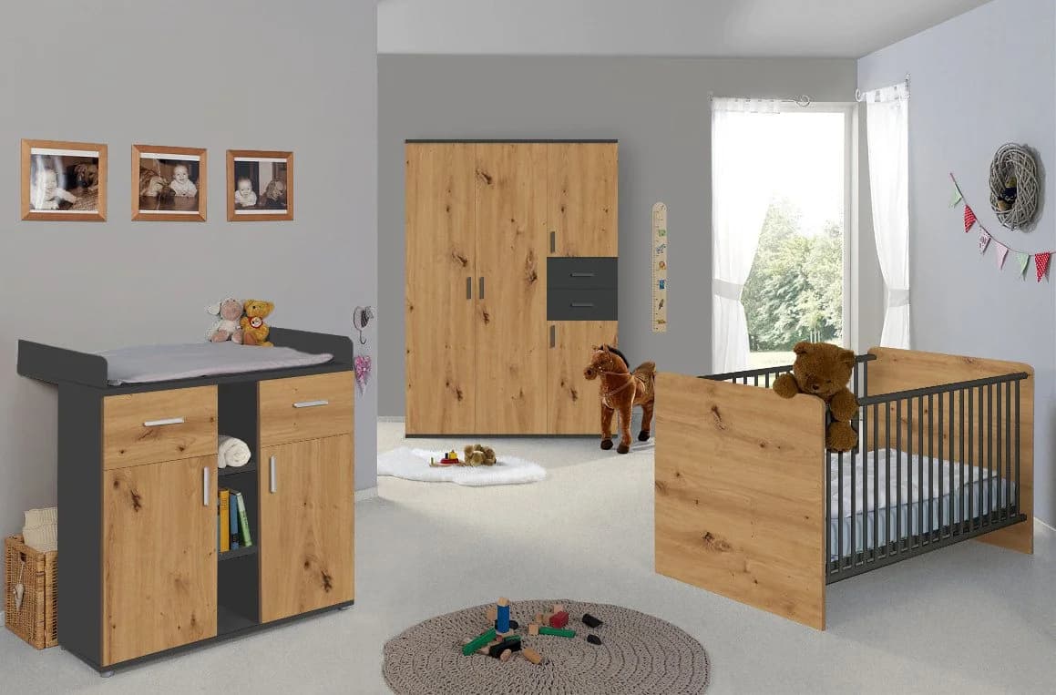 BMG Möbel Kinderkleiderschrank Elli 4-türig Anthrazit - Bild 3