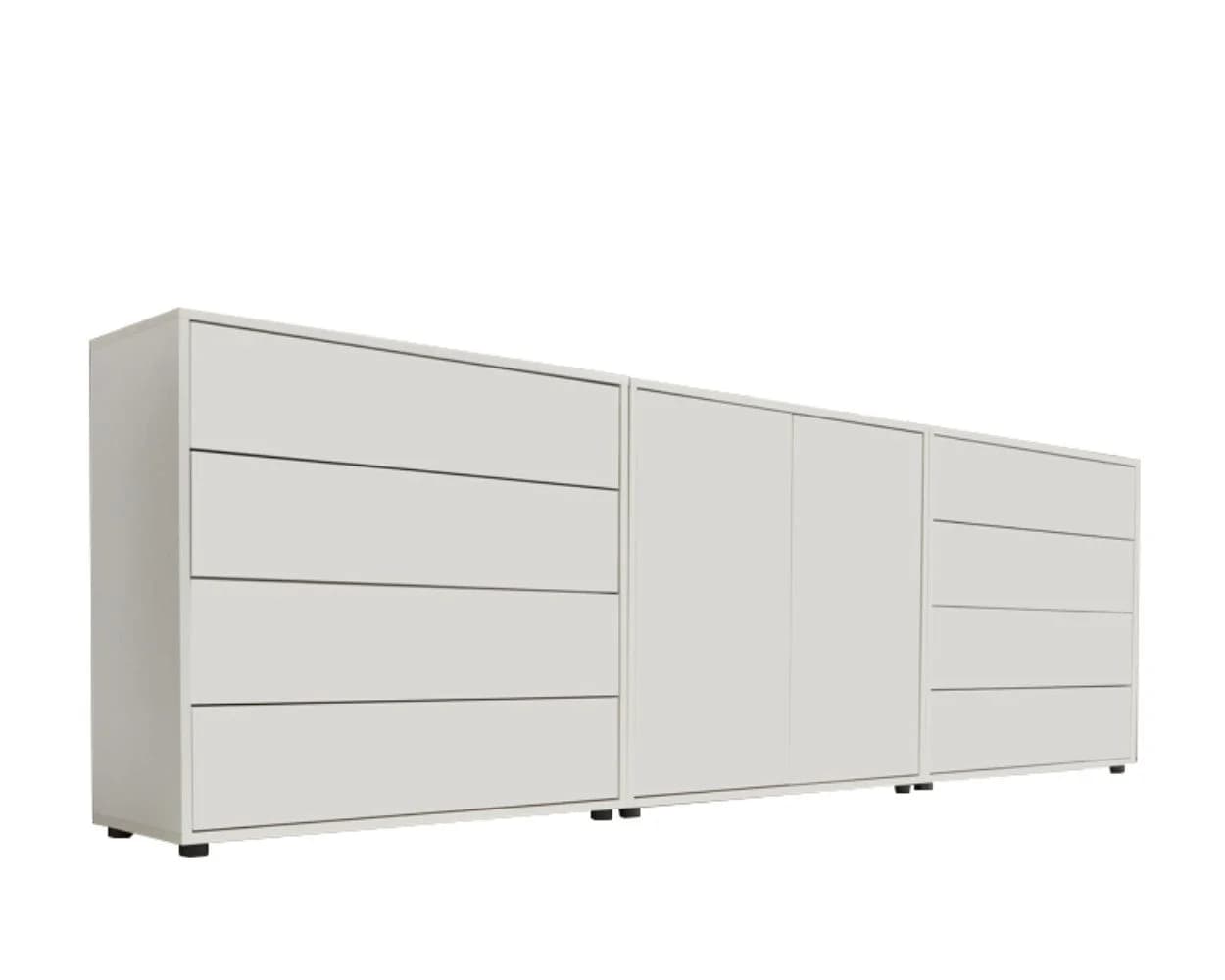 BMG Möbel Sideboard Mailand Set 4 Weiß Matt Grifflos - Bild 2