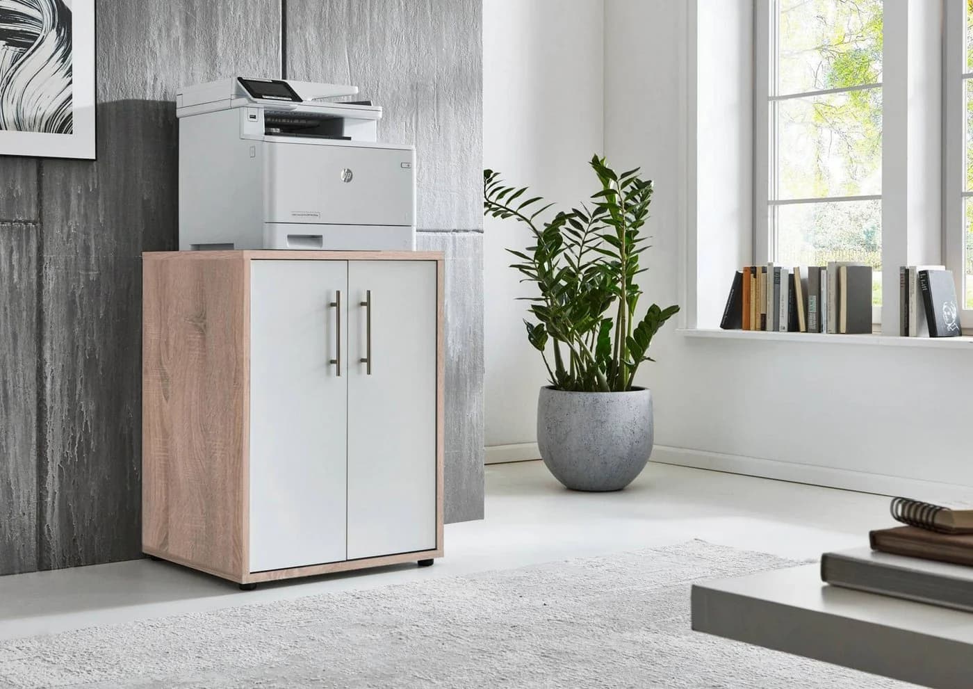 BMG Möbel Aktenschrank Druckerschrank Office Edition Weiß Matt