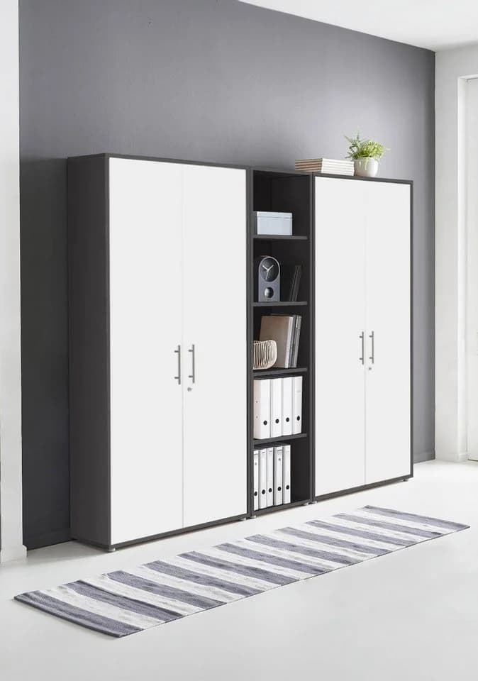 BMG Möbel Aktenschrank Set Office Edition 10 Weiß/Grau