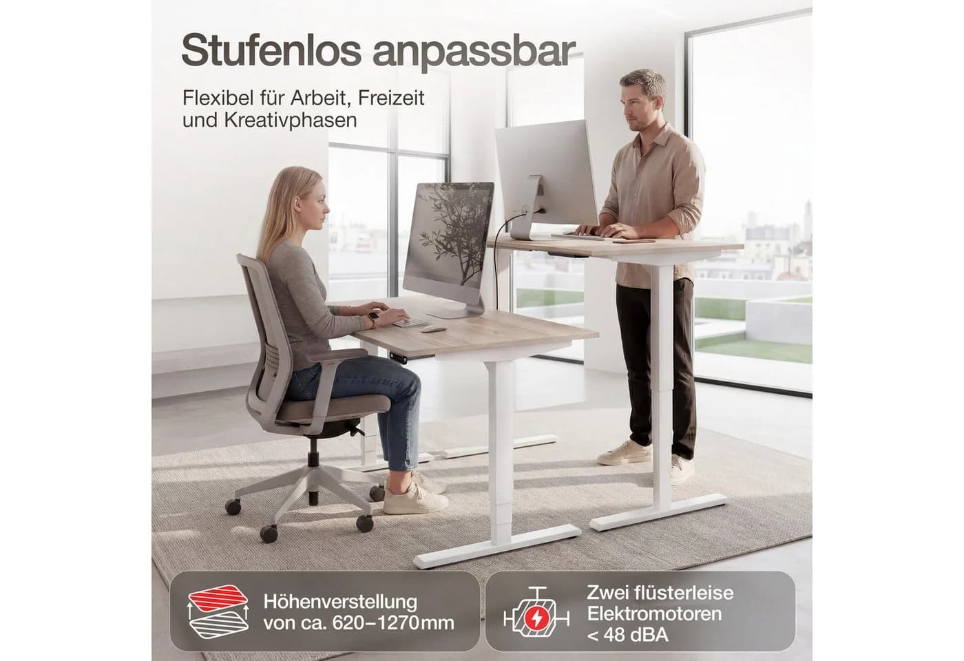 ASSMANN Y-Line Schreibtisch Elektrisch Höhenverstellbar Schwarz - Bild 3