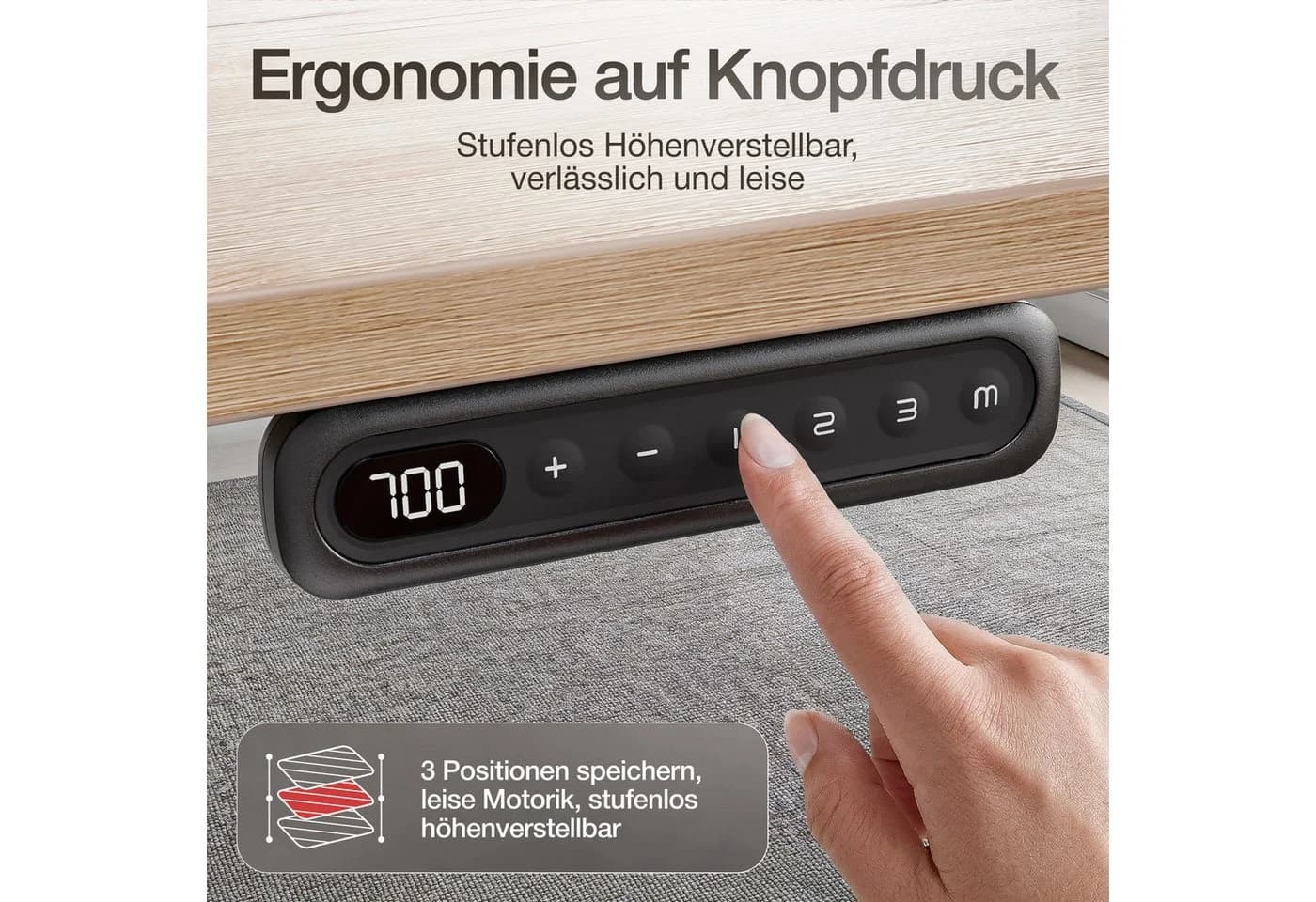 ASSMANN Y-Line Schreibtisch Elektrisch Höhenverstellbar Schwarz - Bild 5