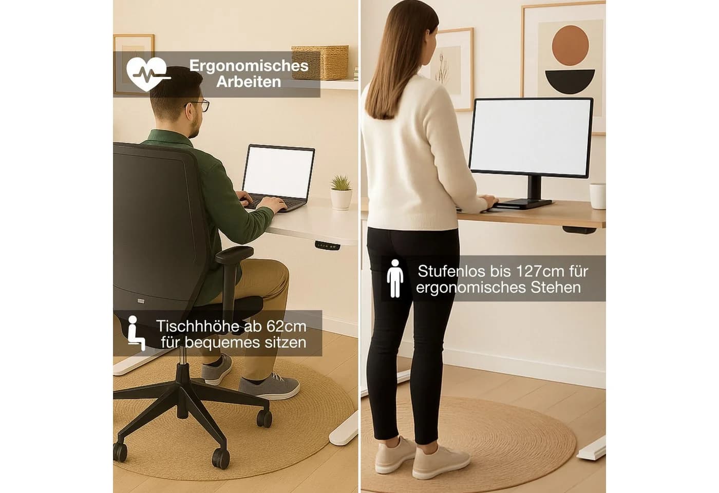 ASSMANN Y-Line Curved Schreibtisch Elektrisch Höhenverstellbar Silber Weiß - Bild 3