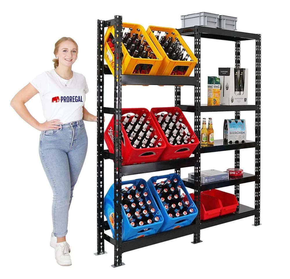 PROREGAL® Getränkekistenregal GARDASEE Schwarz Stahl - Bild 5