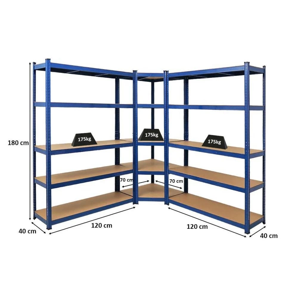 PROREGAL® Eckregal MegaDeal 1x Eckregal + 2x Schwerlastregal Ragnar Blau
