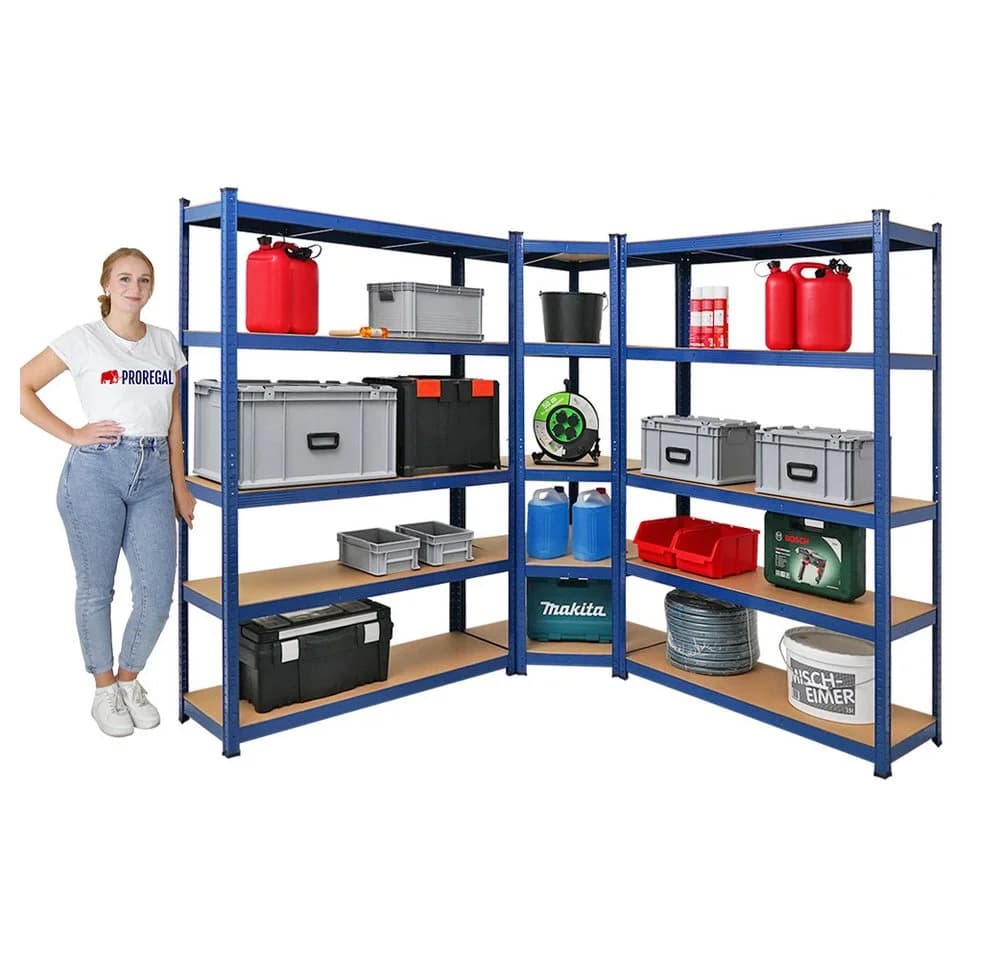 PROREGAL® Eckregal MegaDeal 1x Eckregal + 2x Schwerlastregal Ragnar Blau - Bild 3