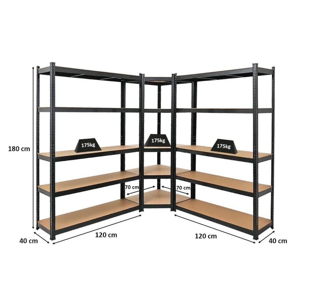 PROREGAL® Eckregal MegaDeal 1x Eckregal + 2x Schwerlastregal Ragnar Schwarz