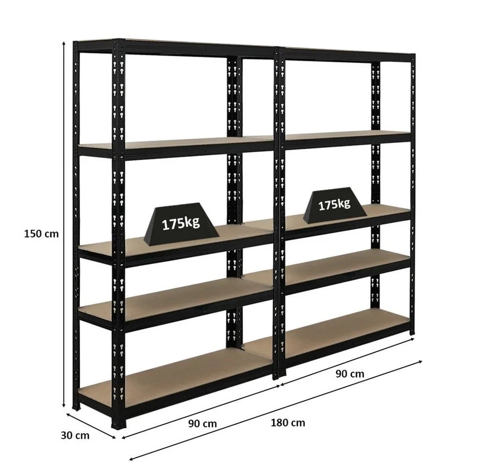 PROREGAL® Schwerlastregal APOLLO 2-tlg. Schwarz Stecksystem