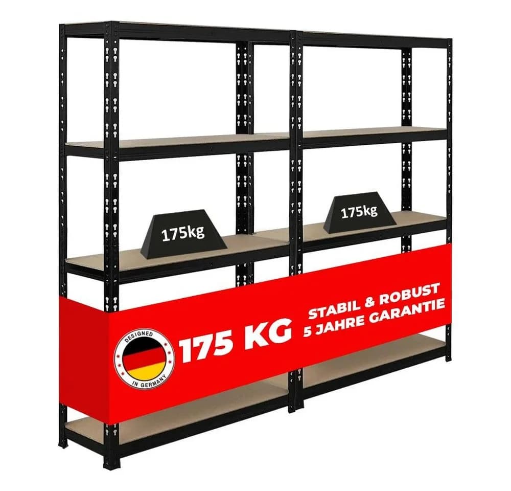 PROREGAL® Schwerlastregal APOLLO 2-tlg. Schwarz Stecksystem - Bild 2