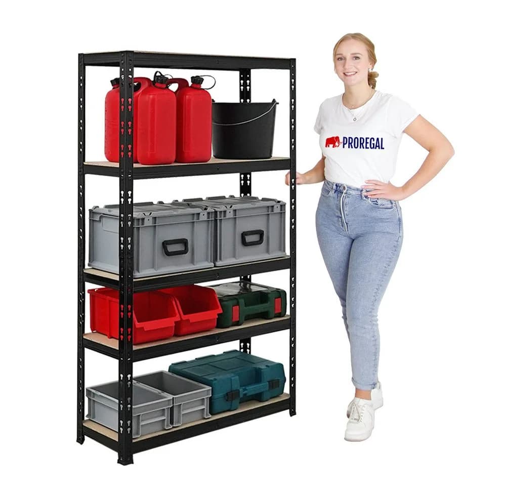 PROREGAL® Schwerlastregal APOLLO 2-tlg. Schwarz Stecksystem - Bild 4