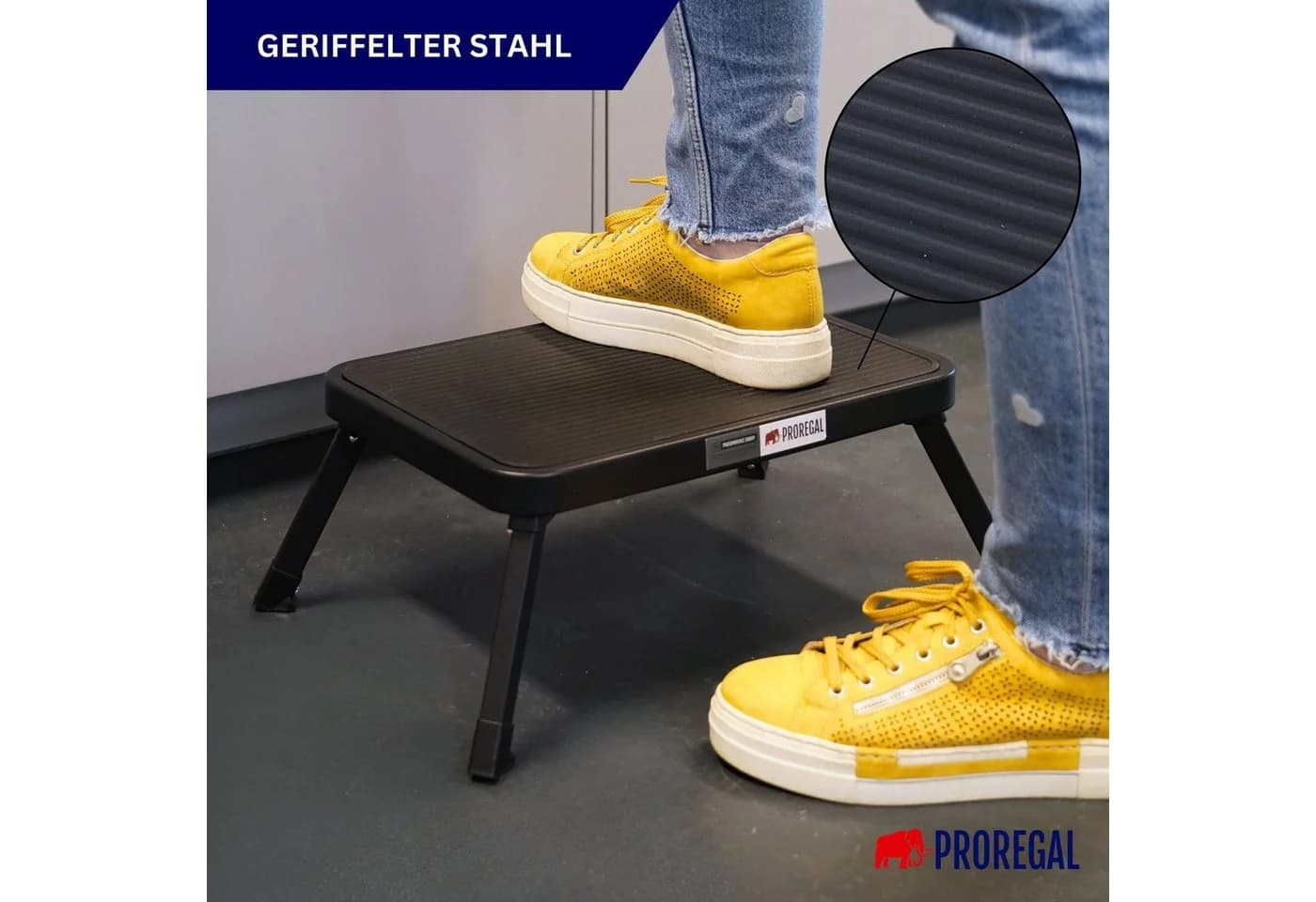 PROREGAL Tritthocker Klappbar Schwarz Kunststoff - Bild 4