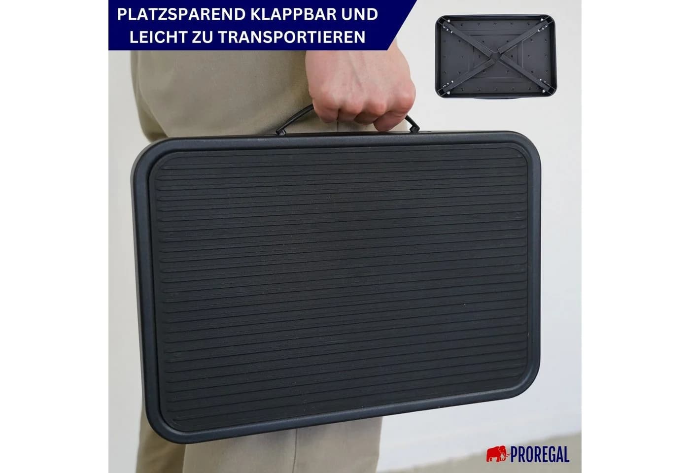 PROREGAL Tritthocker Klappbar Schwarz Kunststoff - Bild 5