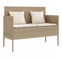 furnicato Gartenbank PE-Rattan Beige mit Stauraum Bild 2