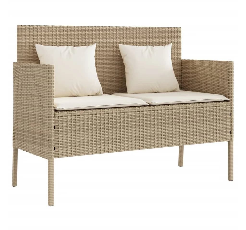 furnicato Gartenbank PE-Rattan Beige mit Stauraum - Bild 2
