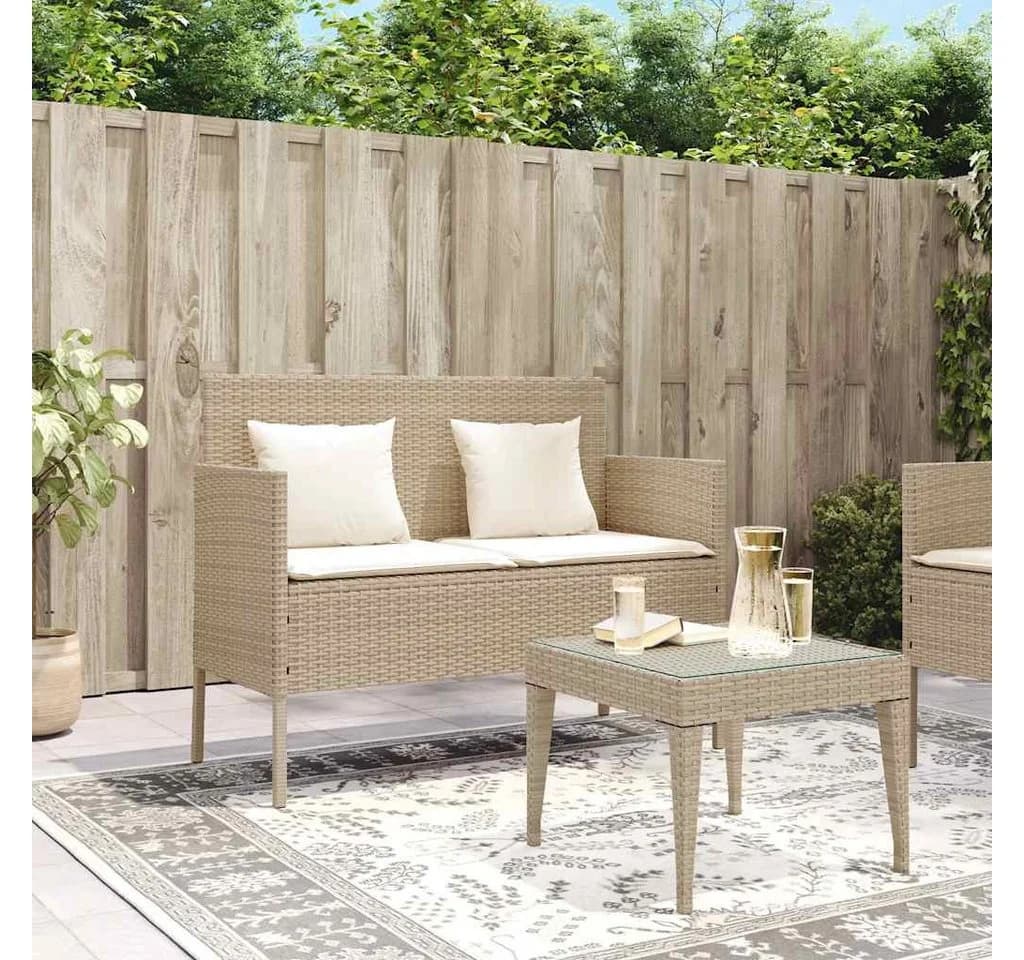 furnicato Gartenbank PE-Rattan Beige mit Stauraum - Bild 3