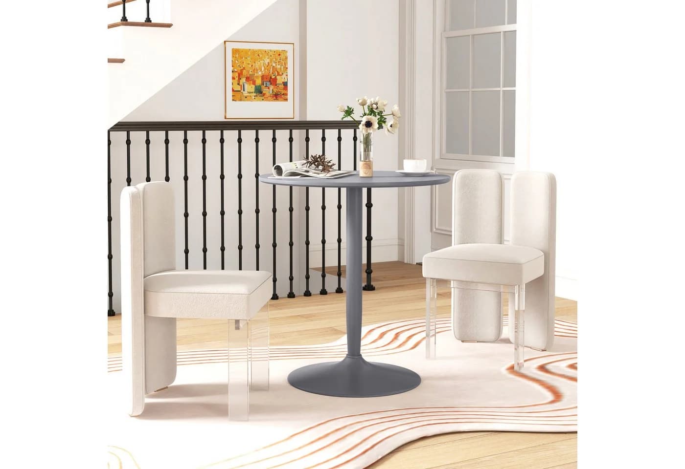 furnicato Runder Esstisch Grau Ø70 cm für 2 Personen - Bild 5