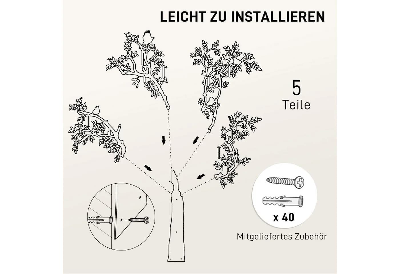 furnicato Wandgarderobe Baumdesign Vögel - Bild 5