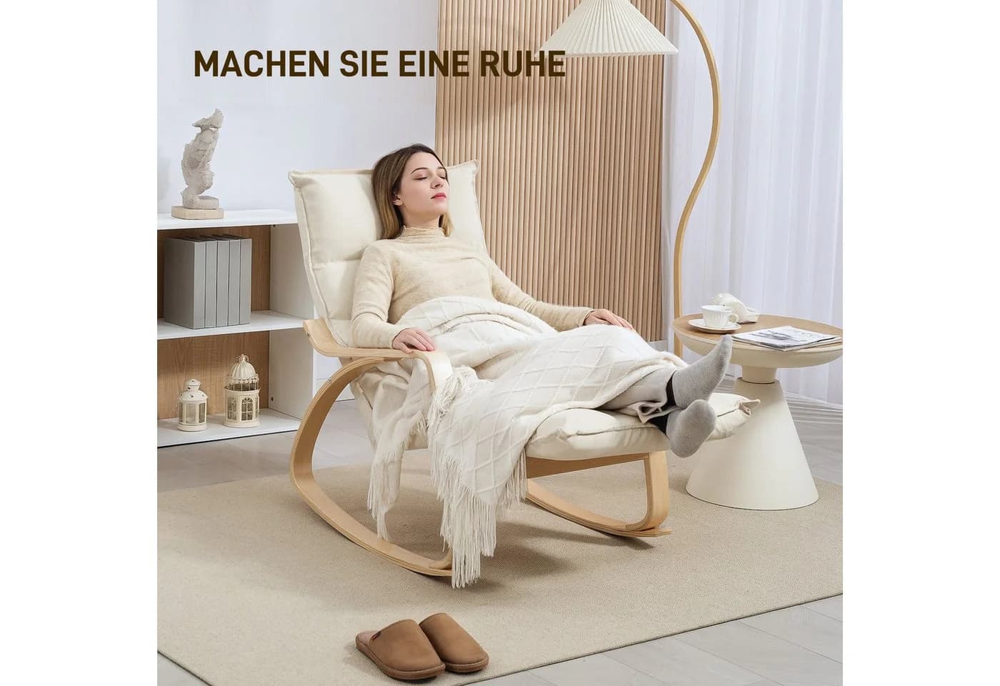 furnicato Schaukelstuhl Gepolstert mit Armlehnen Stahlrahmen - Bild 3