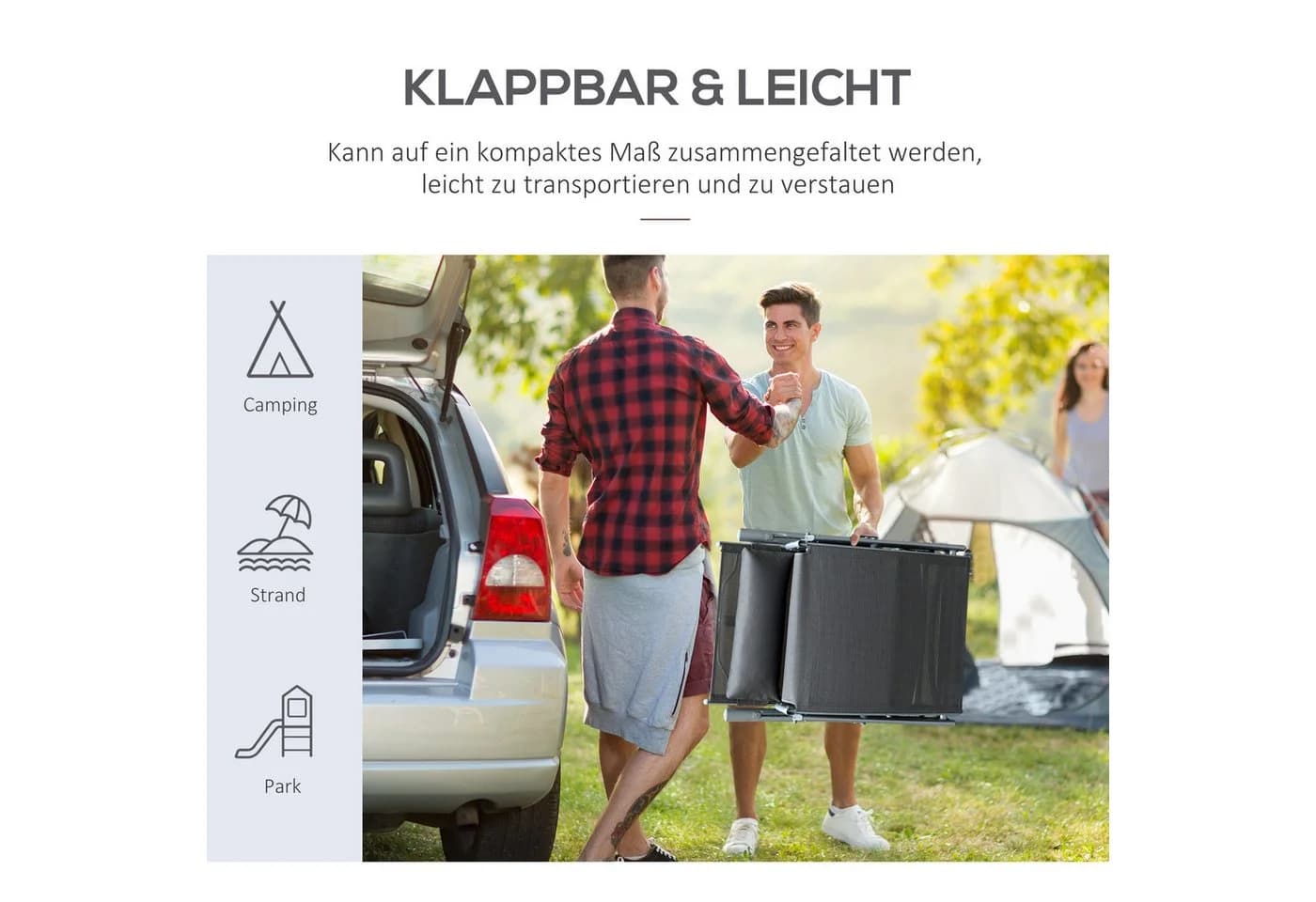 furnicato Gartenliege klappbar grau mit Kissen - Bild 5