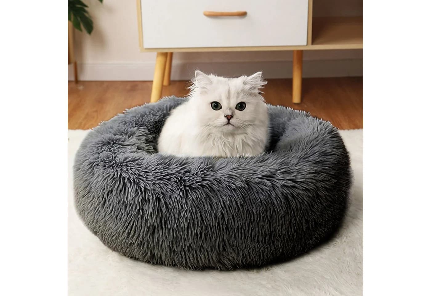 CALIYO Flauschiges Katzenbett Dunkelgrau Waschbar - Bild 2
