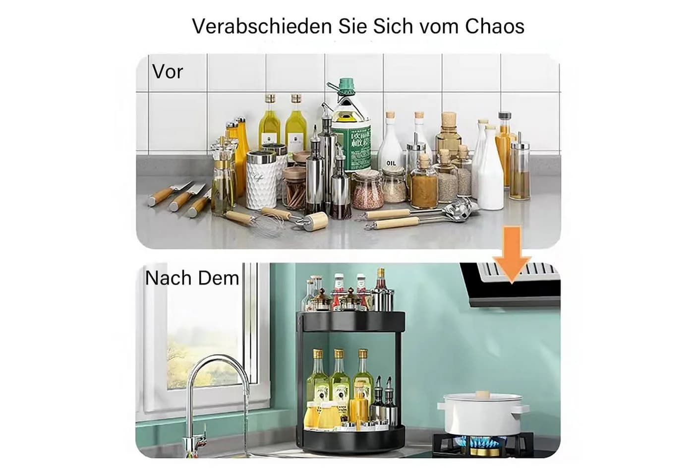 CALIYO Gewürzregal Edelstahl 360° Drehbar - Bild 3