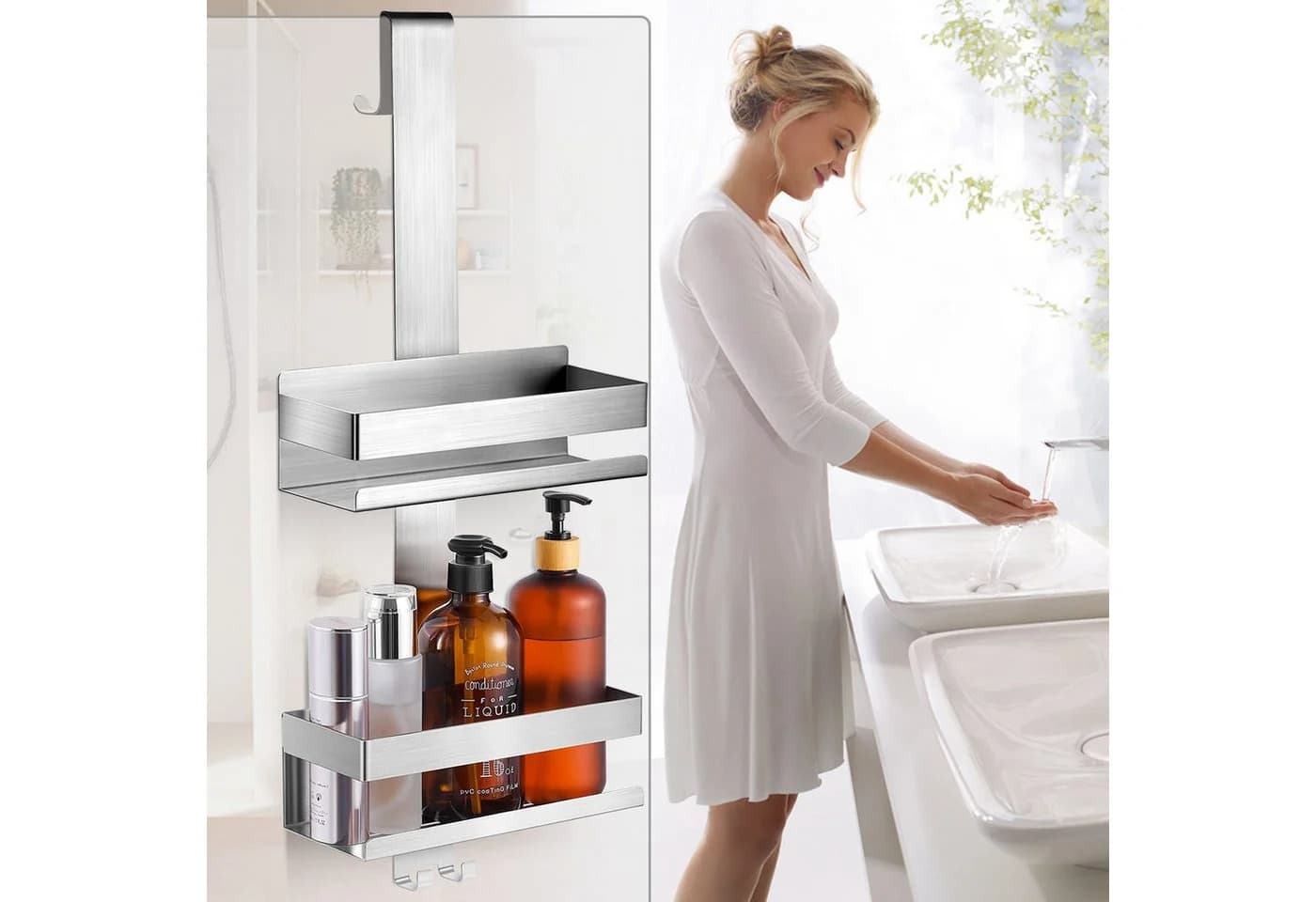 CALIYO Duschablage Edelstahl SUS304 Ohne Bohrer Silber