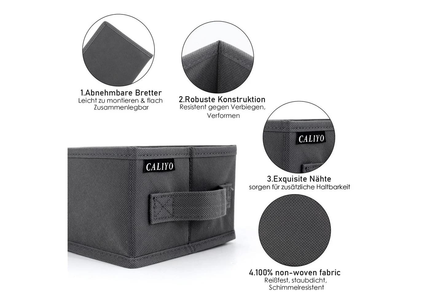 CALIYO Aufbewahrungsbox Unterwäsche-Organizer 8-Tlg. Grau Faltbar - Bild 5
