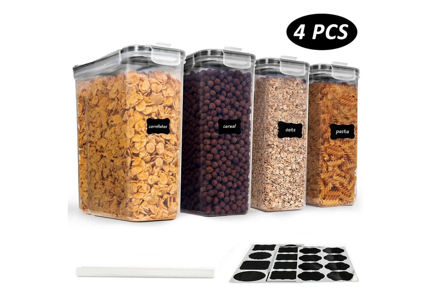 CALIYO Vorratsdosen Set 4x 1L Weiß BPA-frei Luftdicht - Bild 2