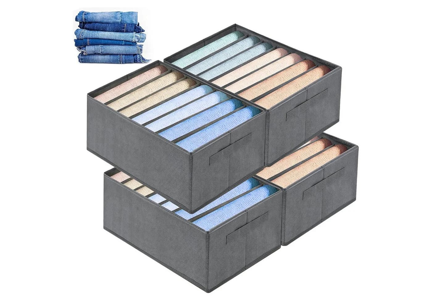CALIYO Aufbewahrungsbox 2-Tlg. Grau 7 Fächer Kleiderschrank Organizer - Bild 2